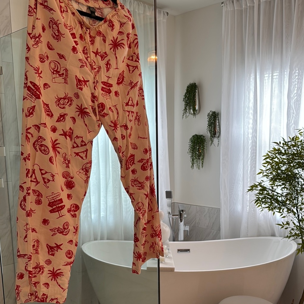 Red and Cream Patterned Pajama Pants